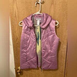 Y2K Vintage JH Collectibles Lavender Silky Quilted Vest Floral Lined Sz S